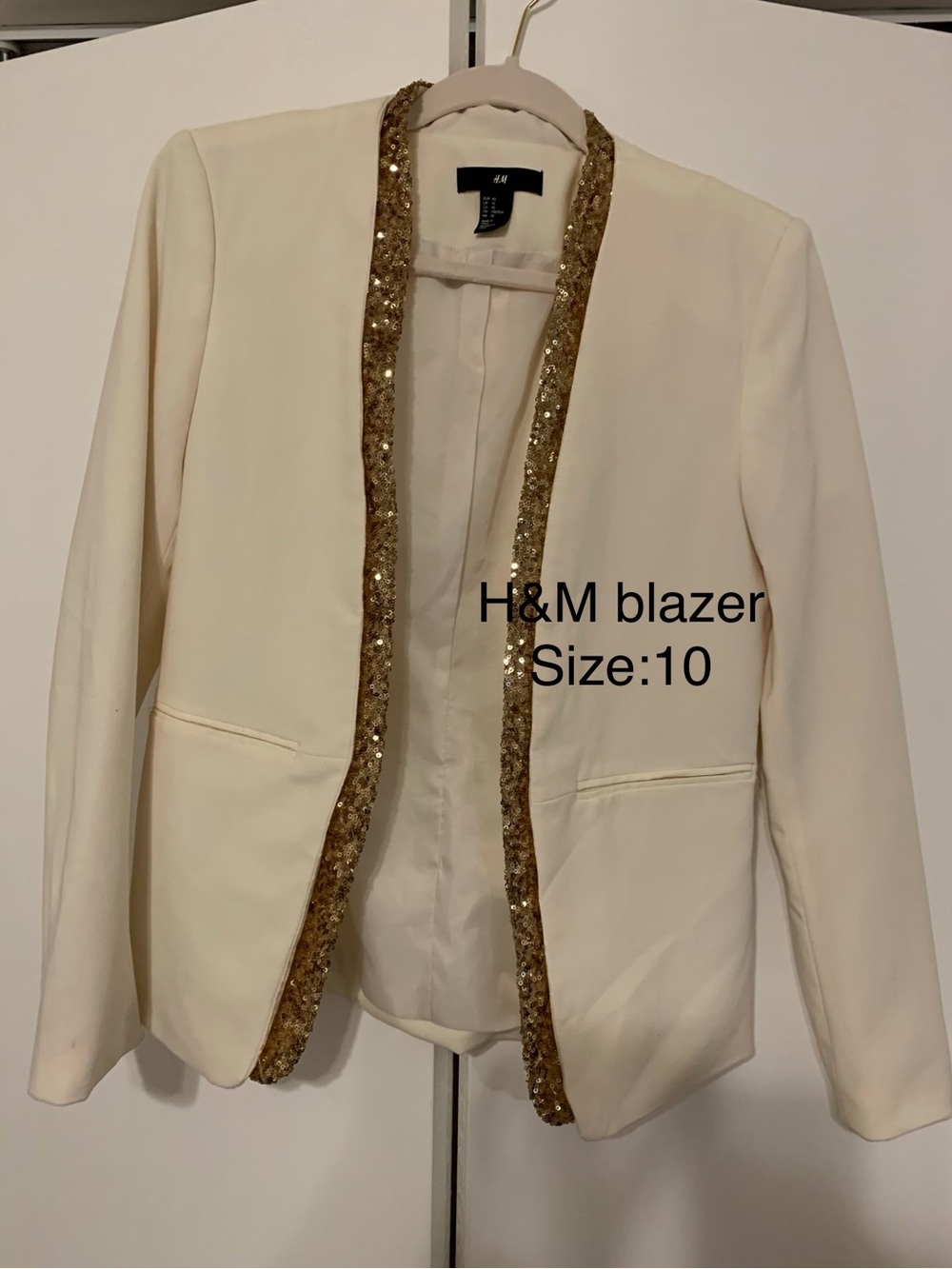 H&M Cream Blazer with Gold Sequin Trim